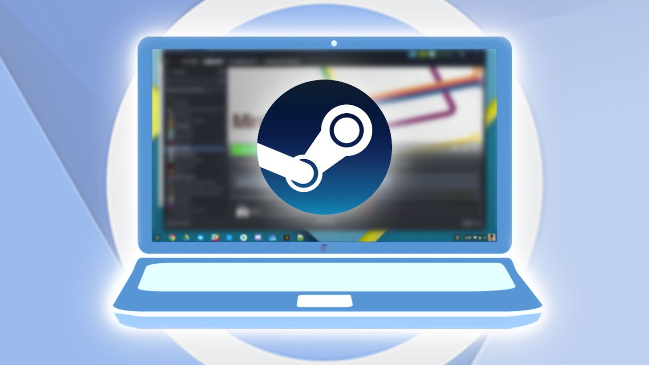 Featured image with Steam logo on Chrome OS display