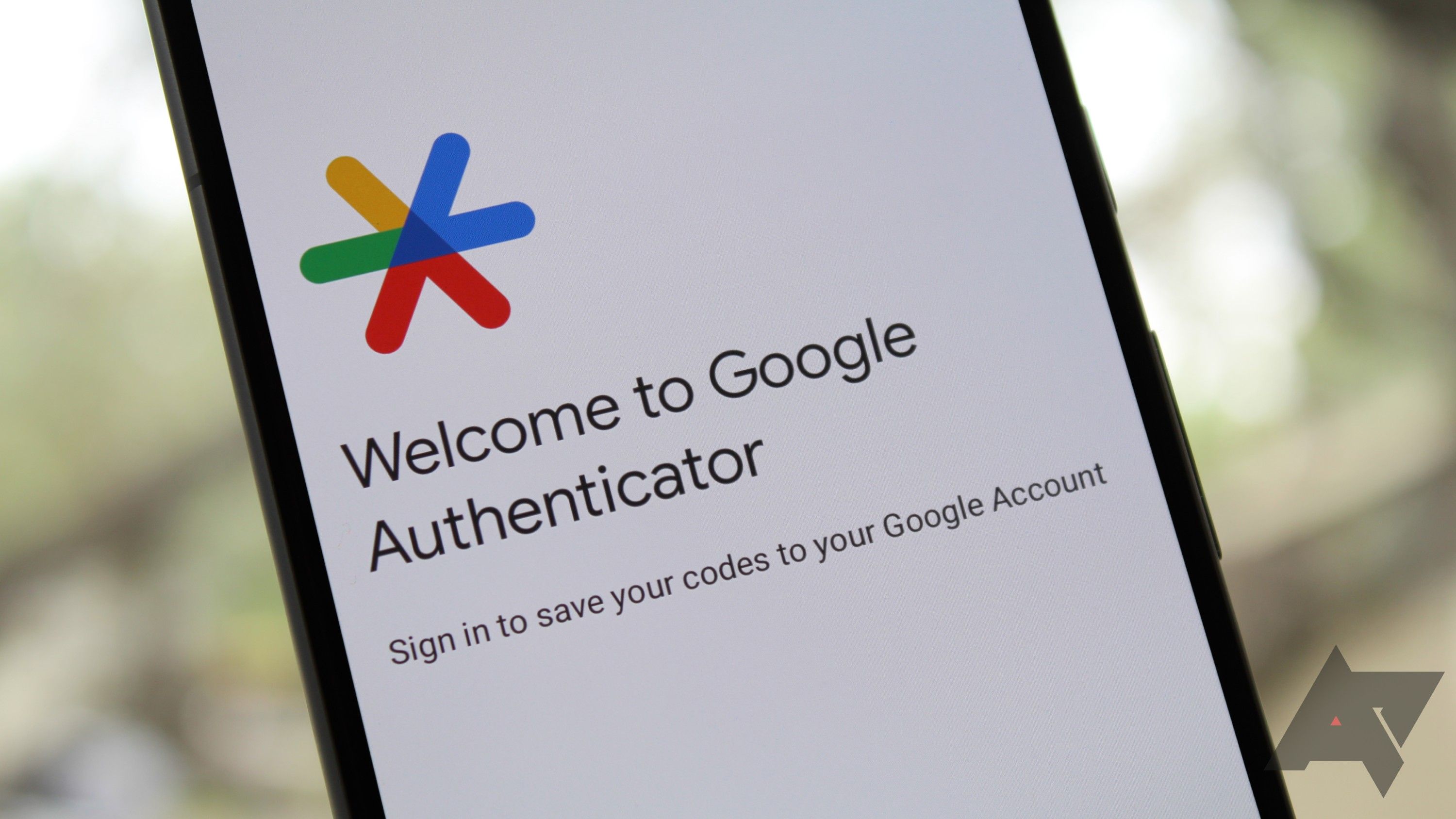 Welcome screen on a phone for the Google Authenticator app.