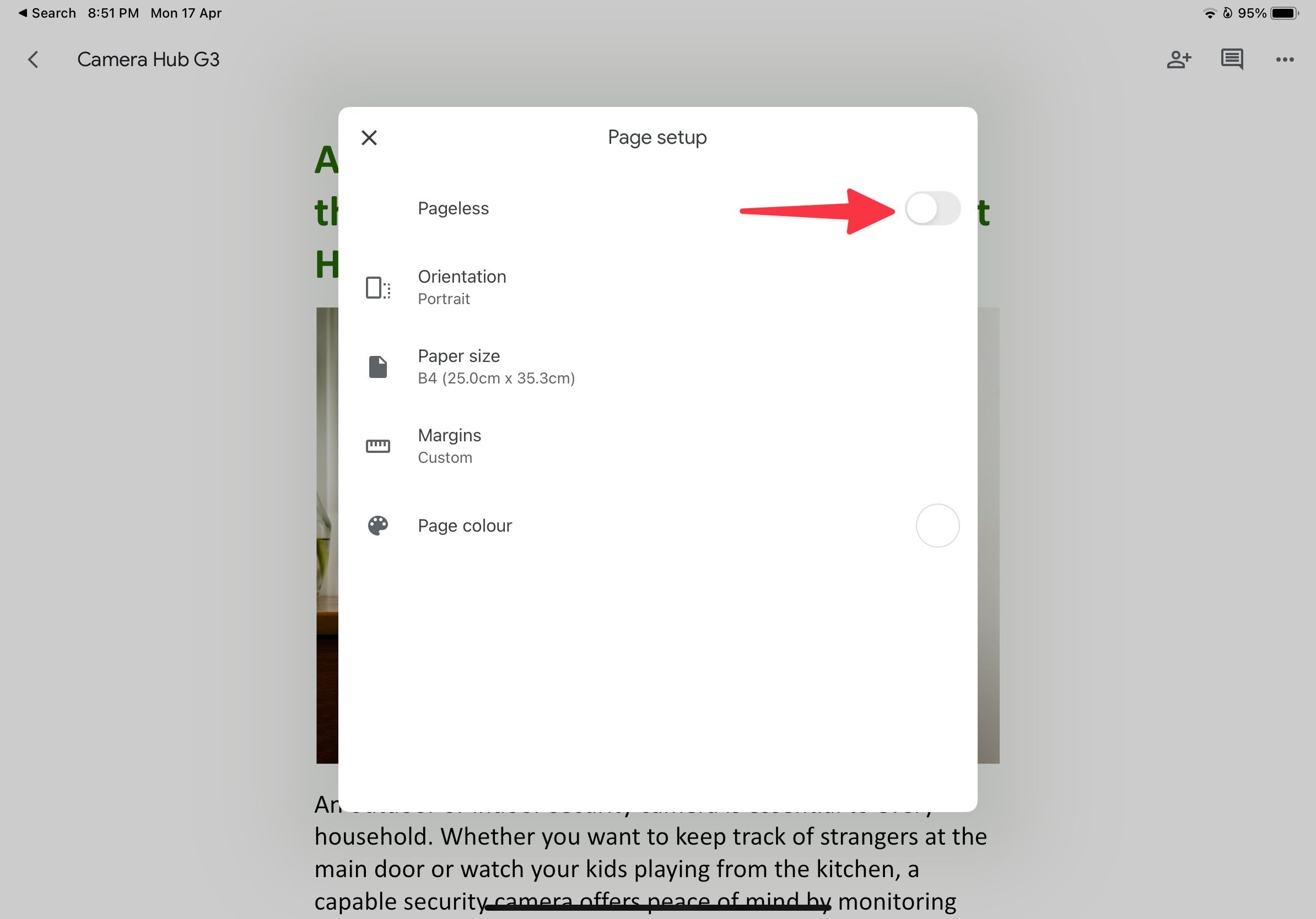 How to turn on and use Google Docs Pageless format