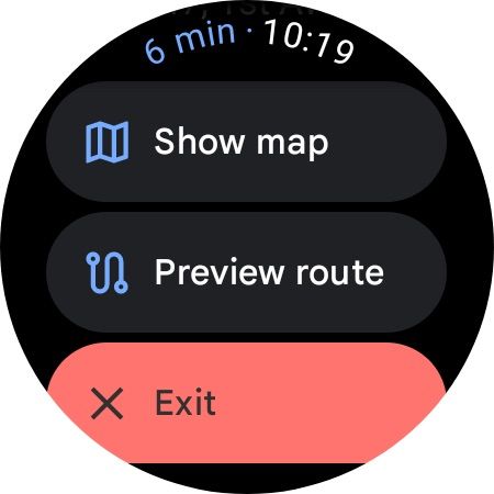 Google Maps for Wear OS - Preview route, Show Map options