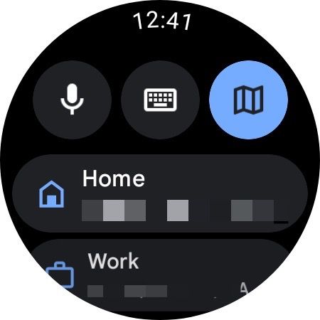Google Maps for Wear OS home screen