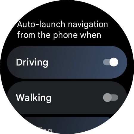 Google Maps for Wear OS - Auto launch options