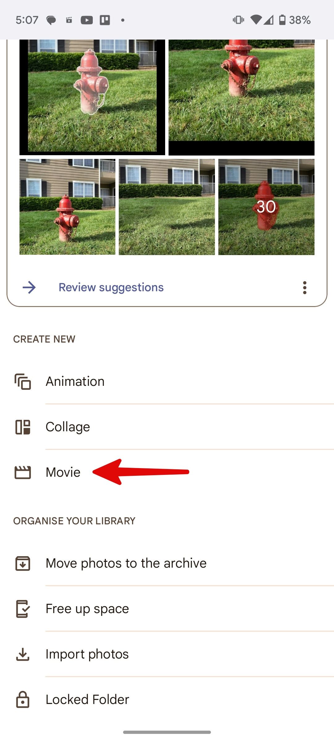 create a movie in Google Photos
