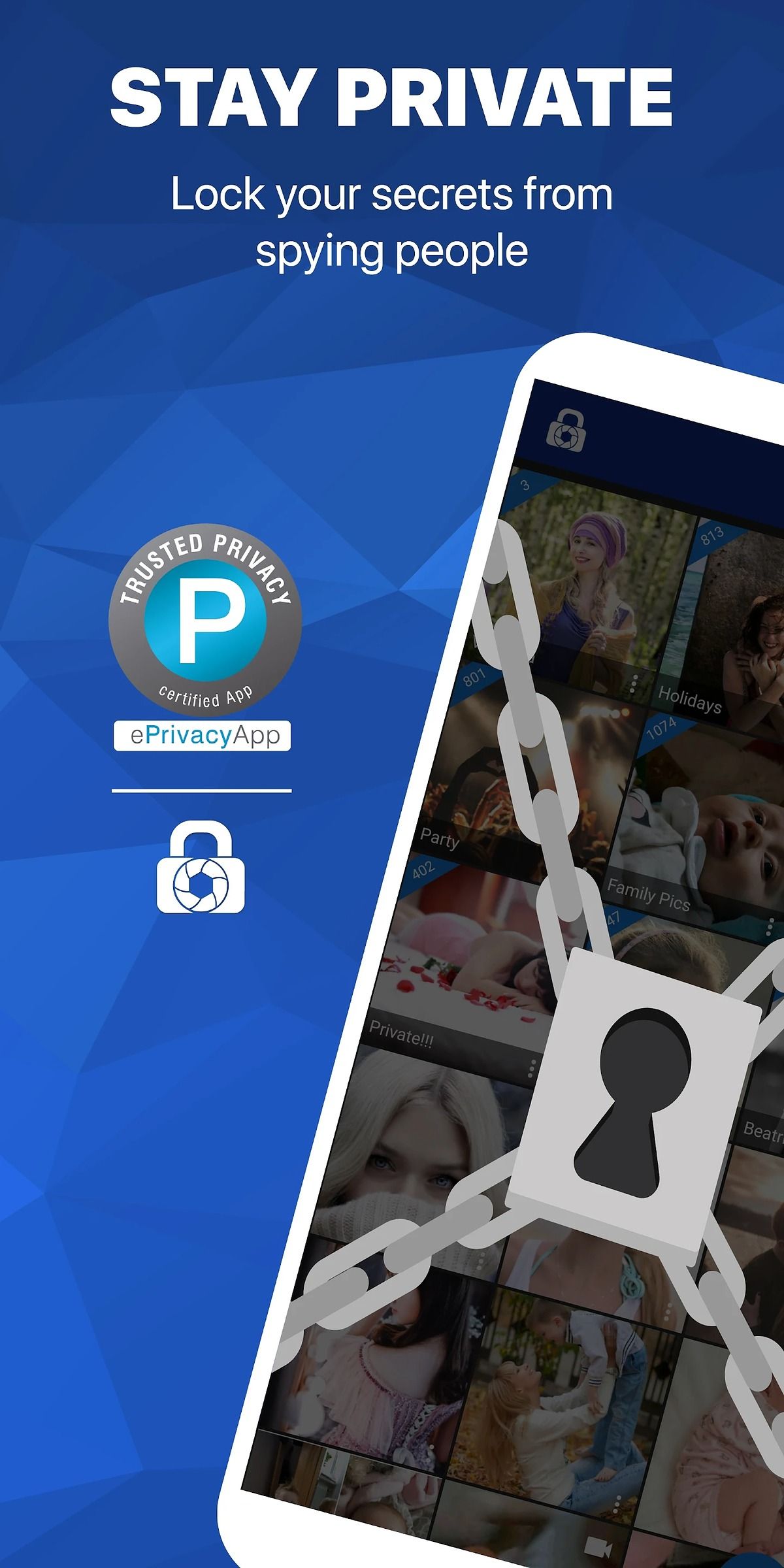 A screenshot of the privacy features for Lockmypix.