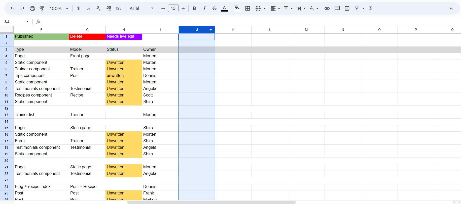 Highlighting an empty column in Google Sheets