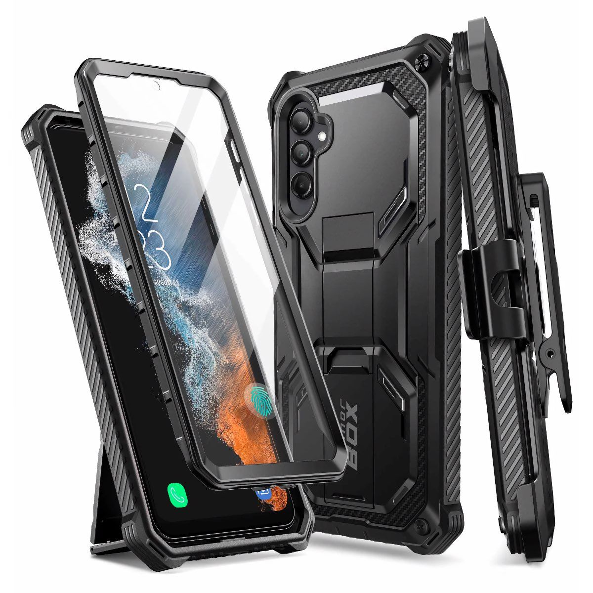 i-Blason Armorbox for Galaxy A54, front, back, and kickstand views