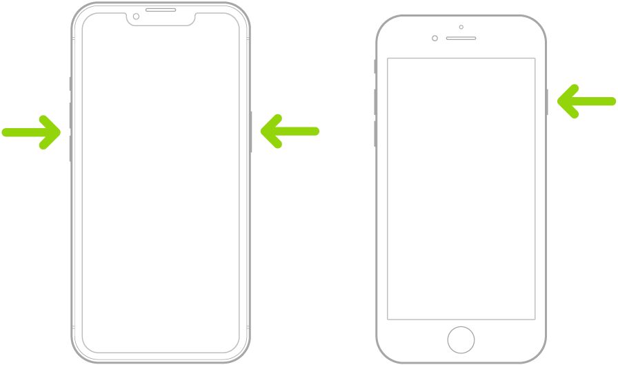Diagram of iPhone side and volume buttons.