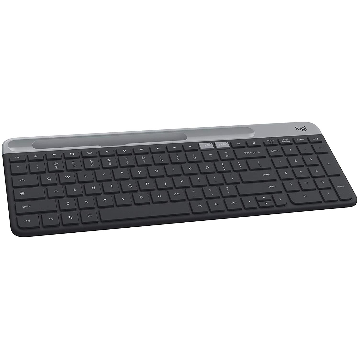 logitech k580 keyboard positioned at an angle