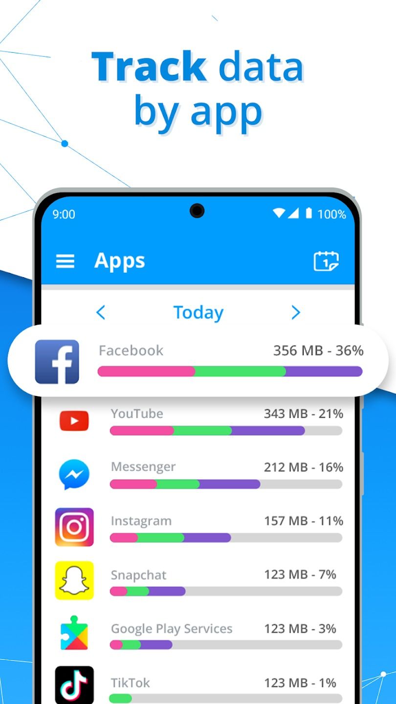 screenshot from the my data manager app superimposed on white and blue background
