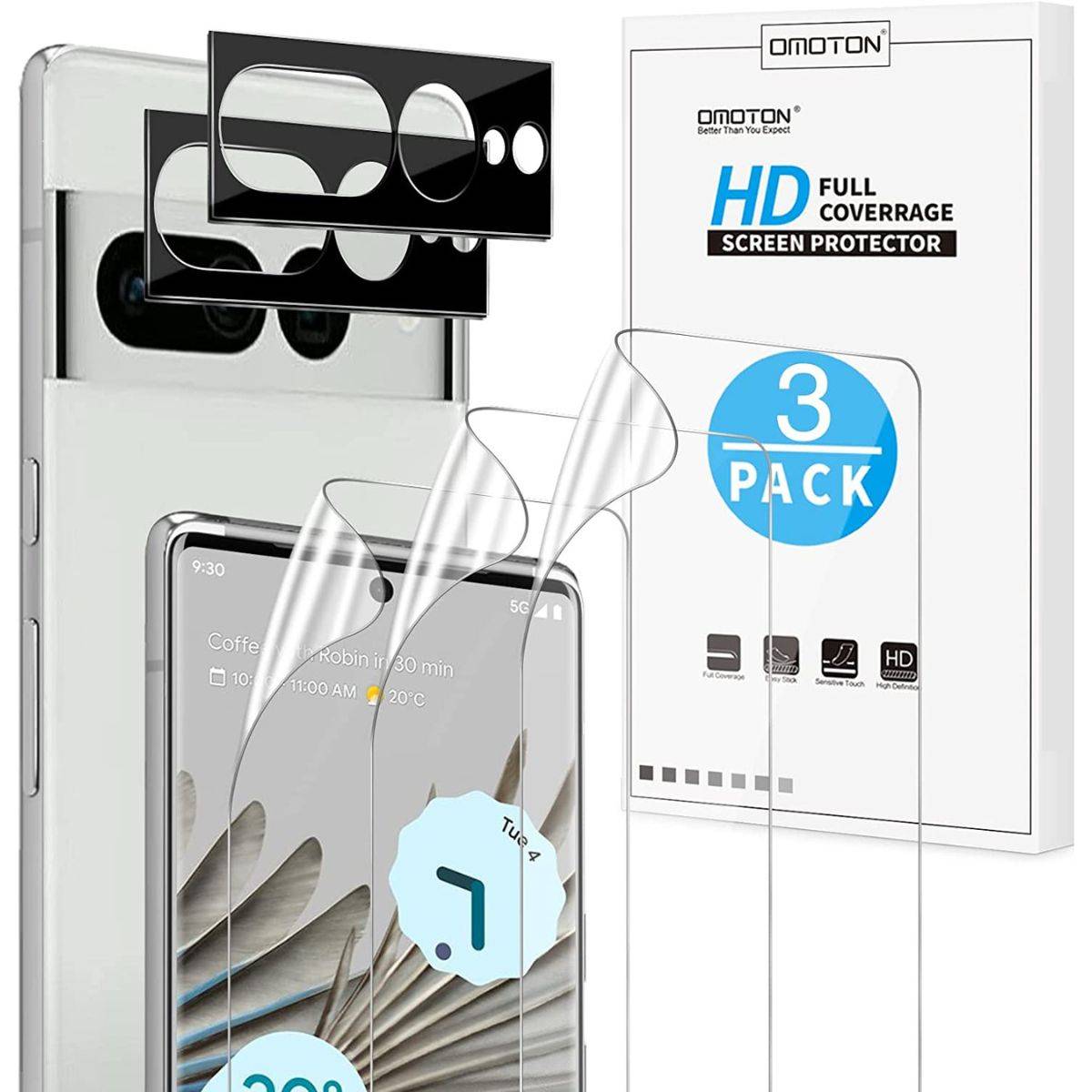 thumbnail image 2 of 3x Premium Tempered Glass Screen Protector For Google Pixel 7 / 7 Pro (Full Cover) 2 of 6