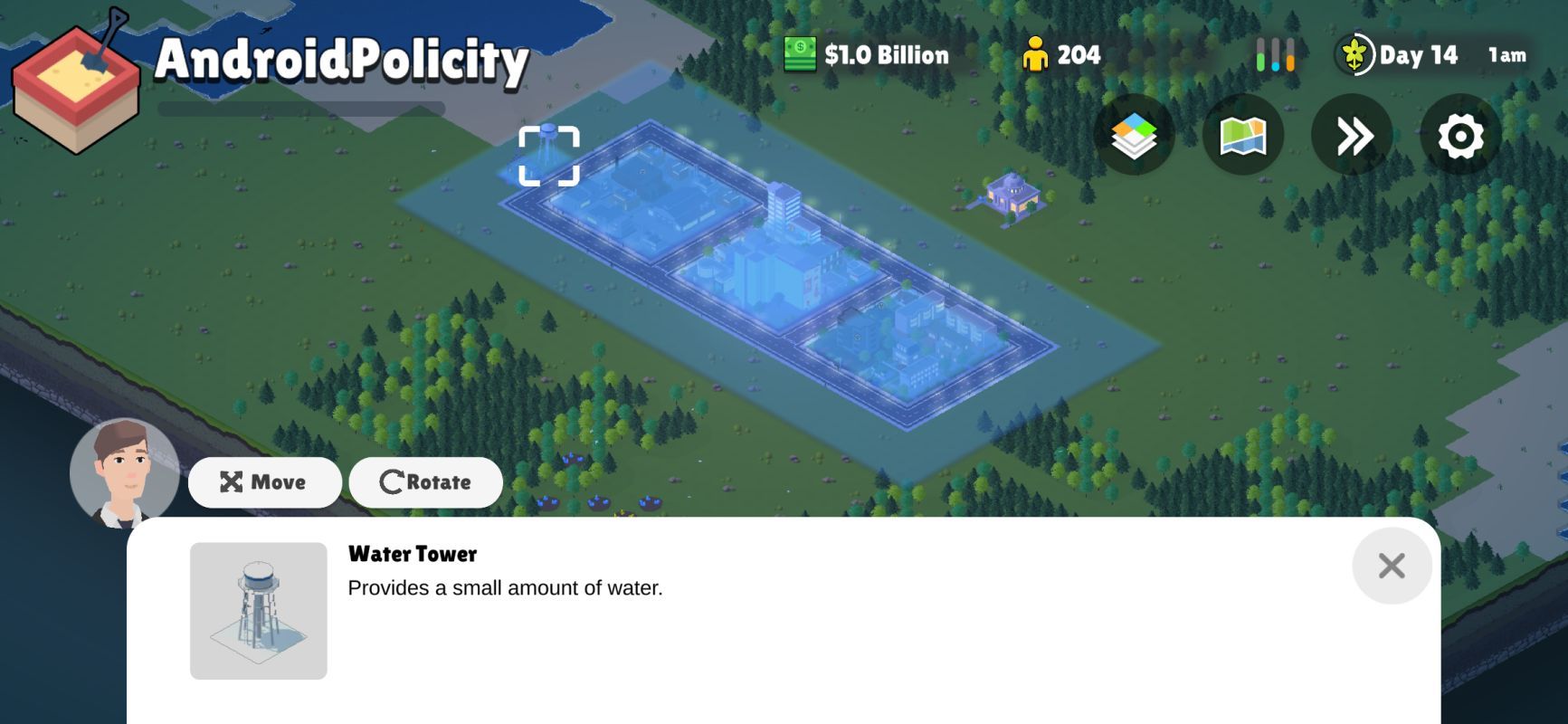 Pocket City 2 mapa de distribuição de água