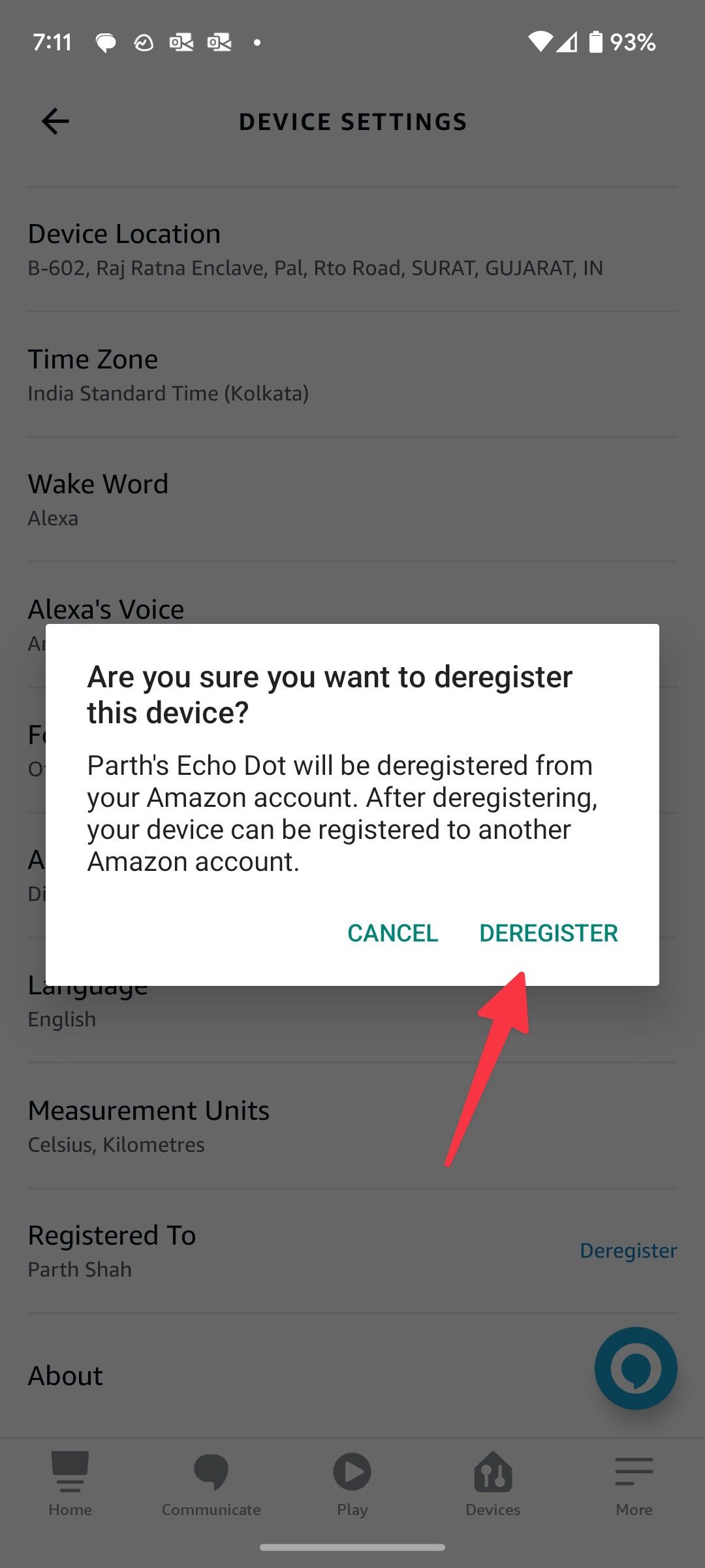 deregister from Amazon echo account
