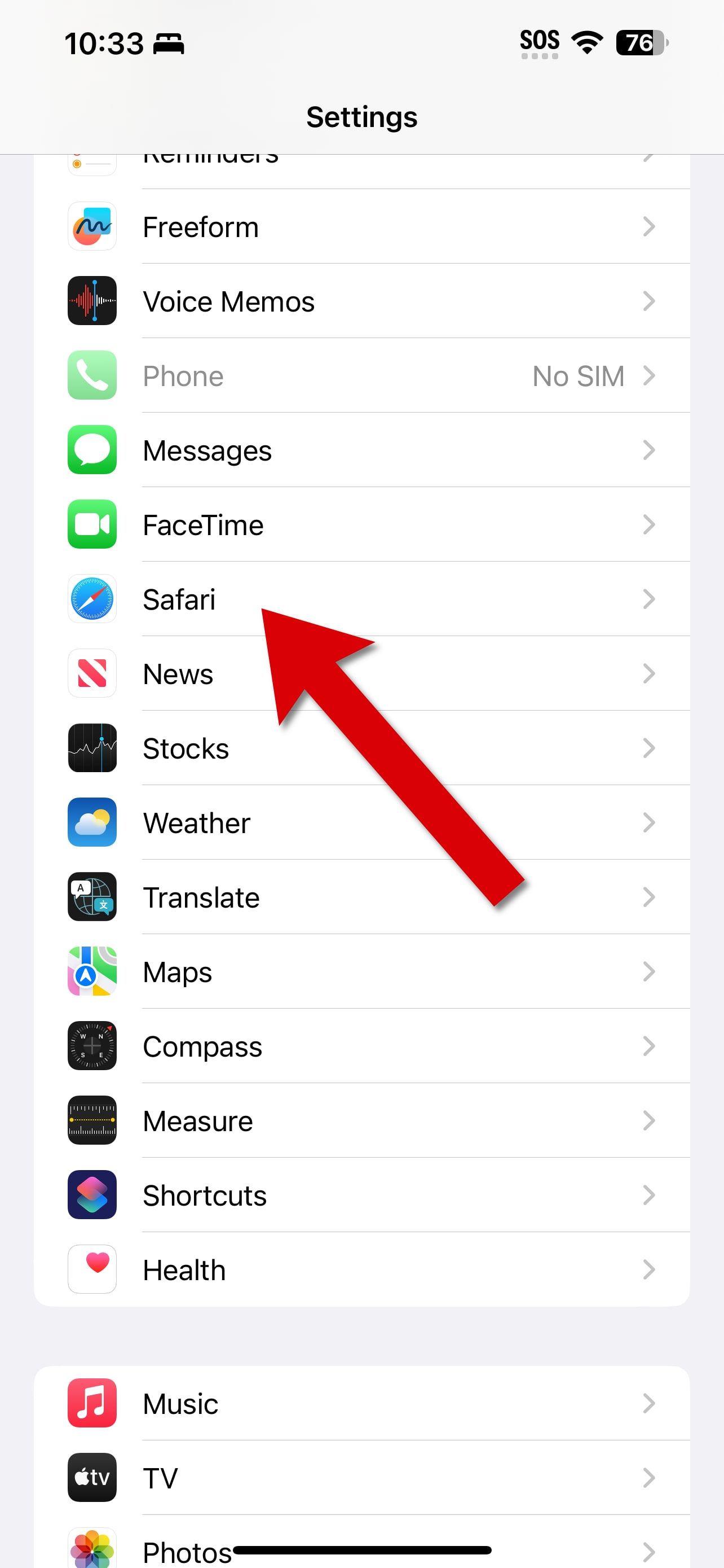Ini adalah yang kedua dari rangkaian tangkapan layar yang menunjukkan cara mengubah mesin telusur default pada iPhone di Safari.