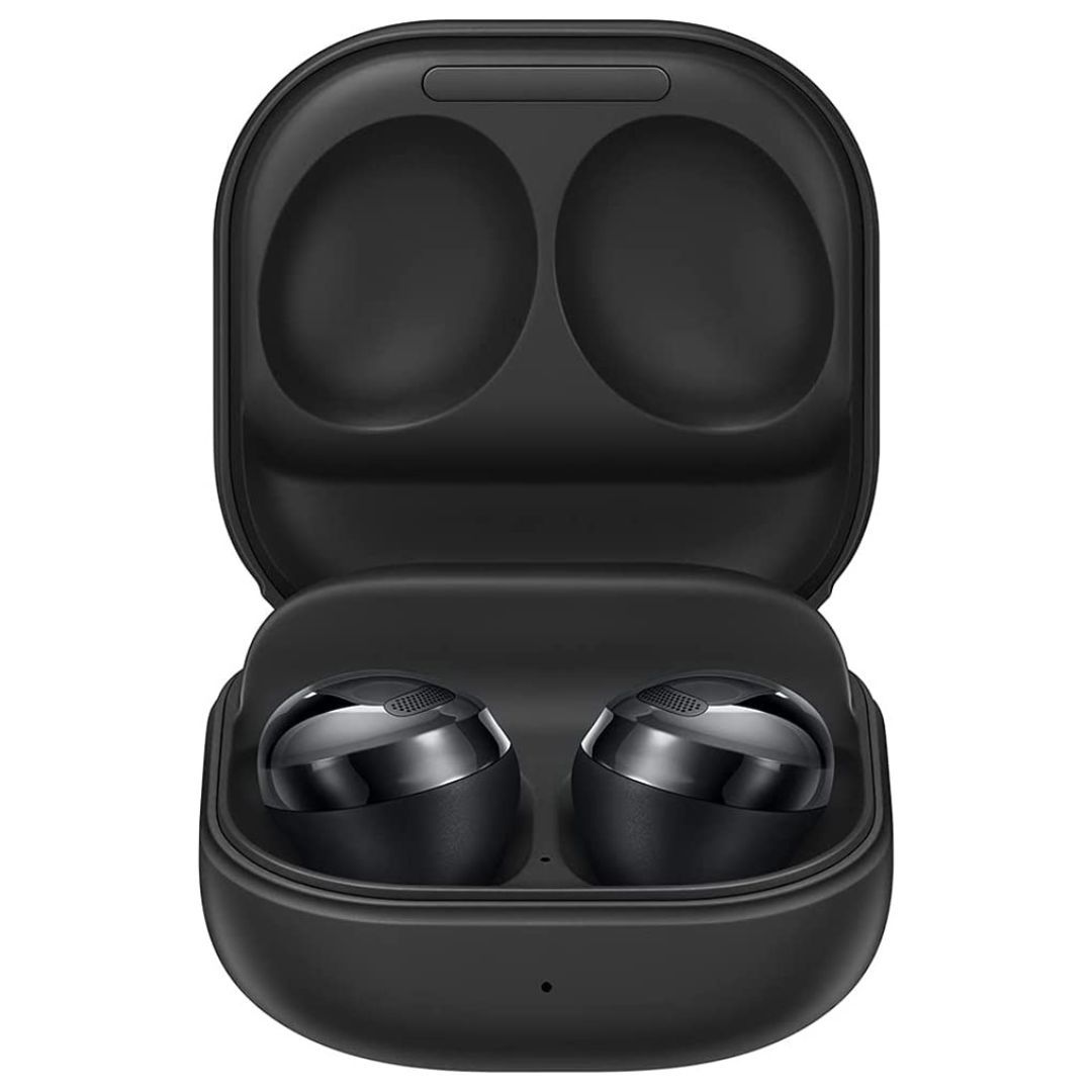 samsung galaxy buds pro in case on a white background