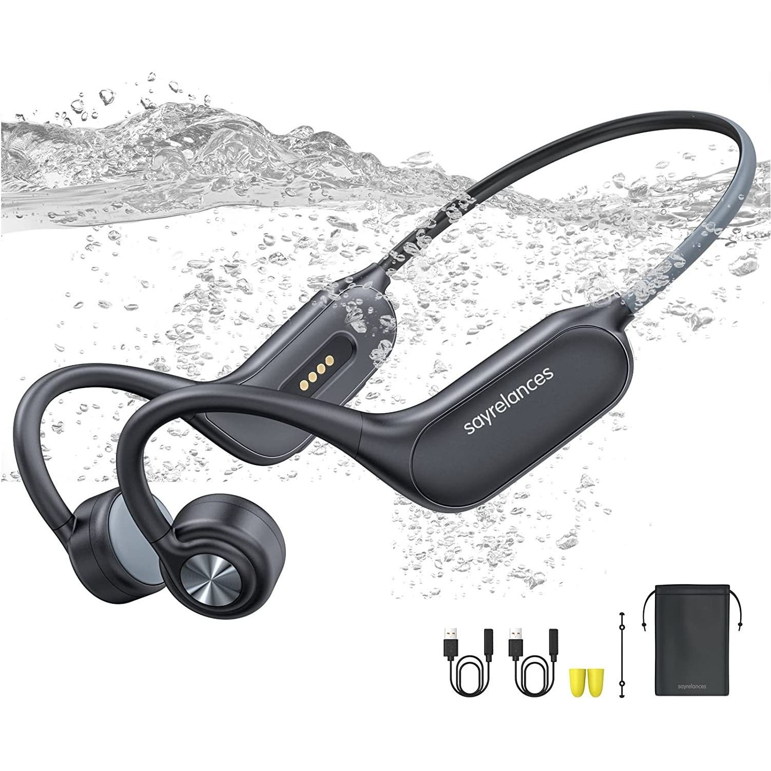 Sayrelances waterproof bone conduction headphones for swimming