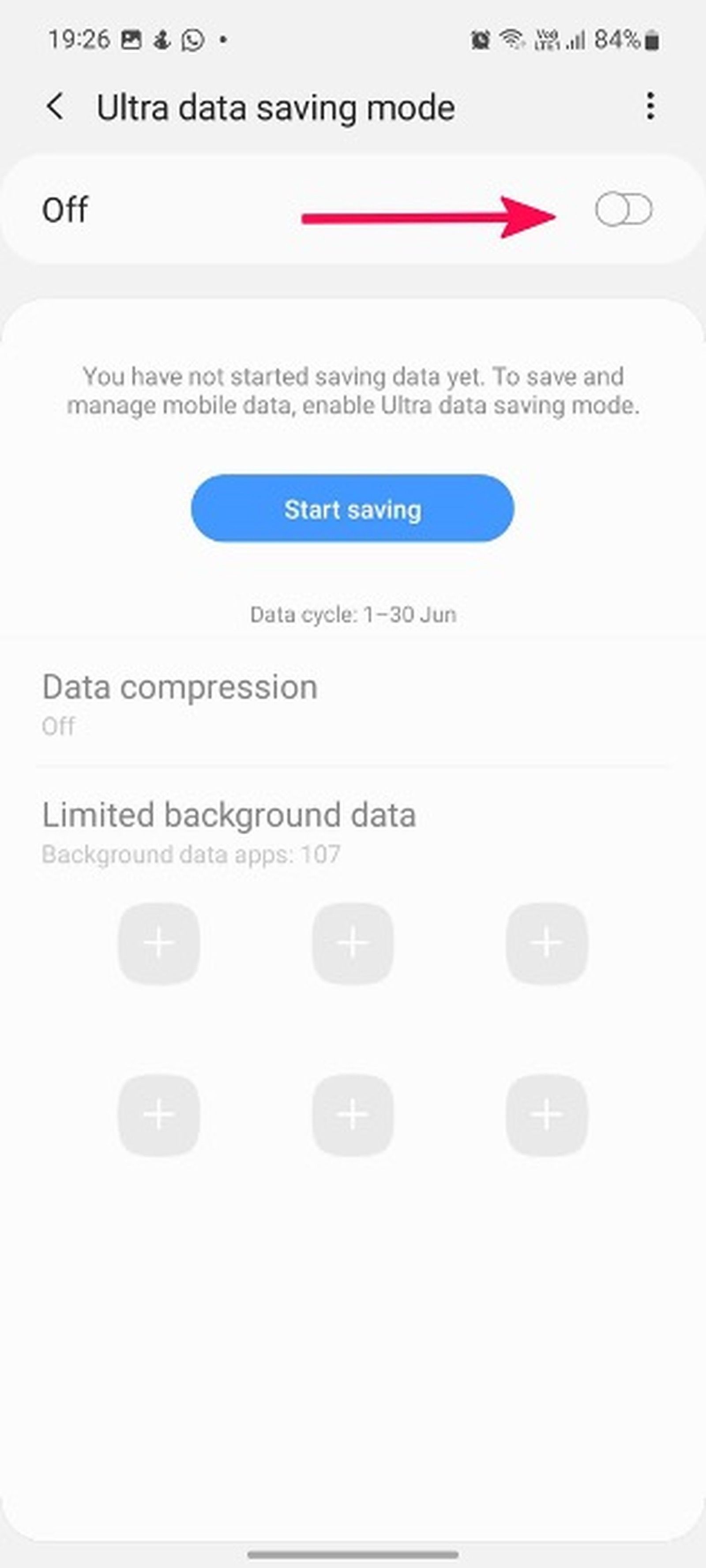 use ultra data saving mode on Samsung phone