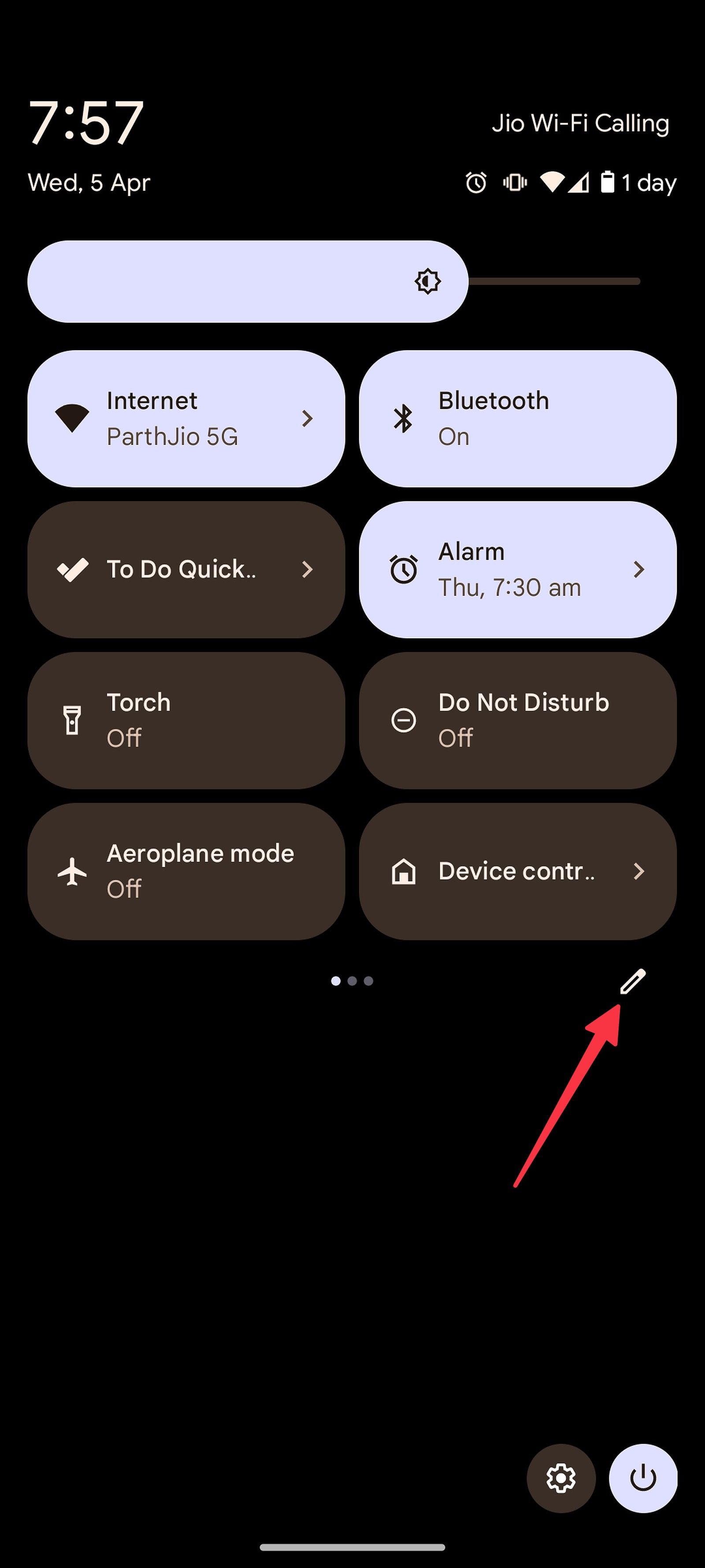 edit quick toggles on Android