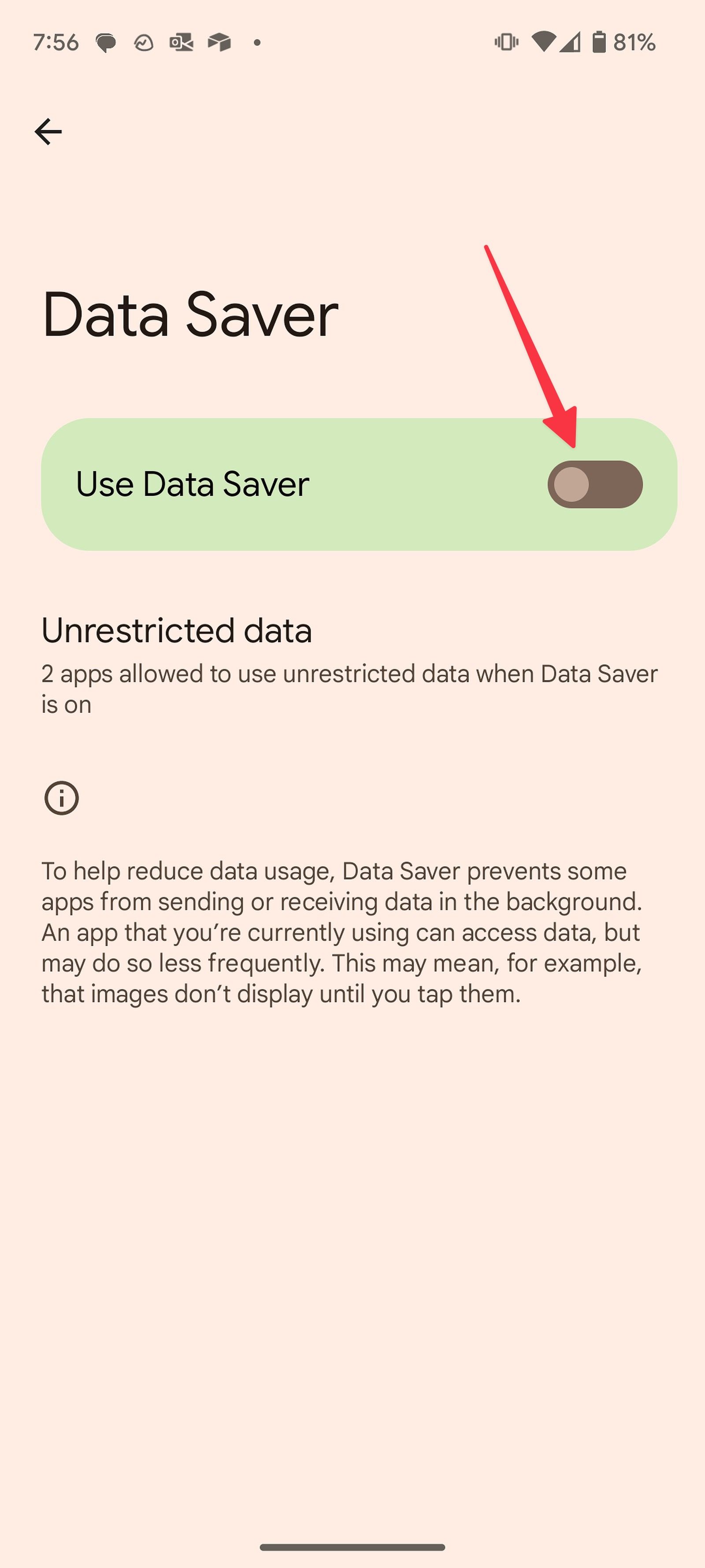 enable data saver on Android