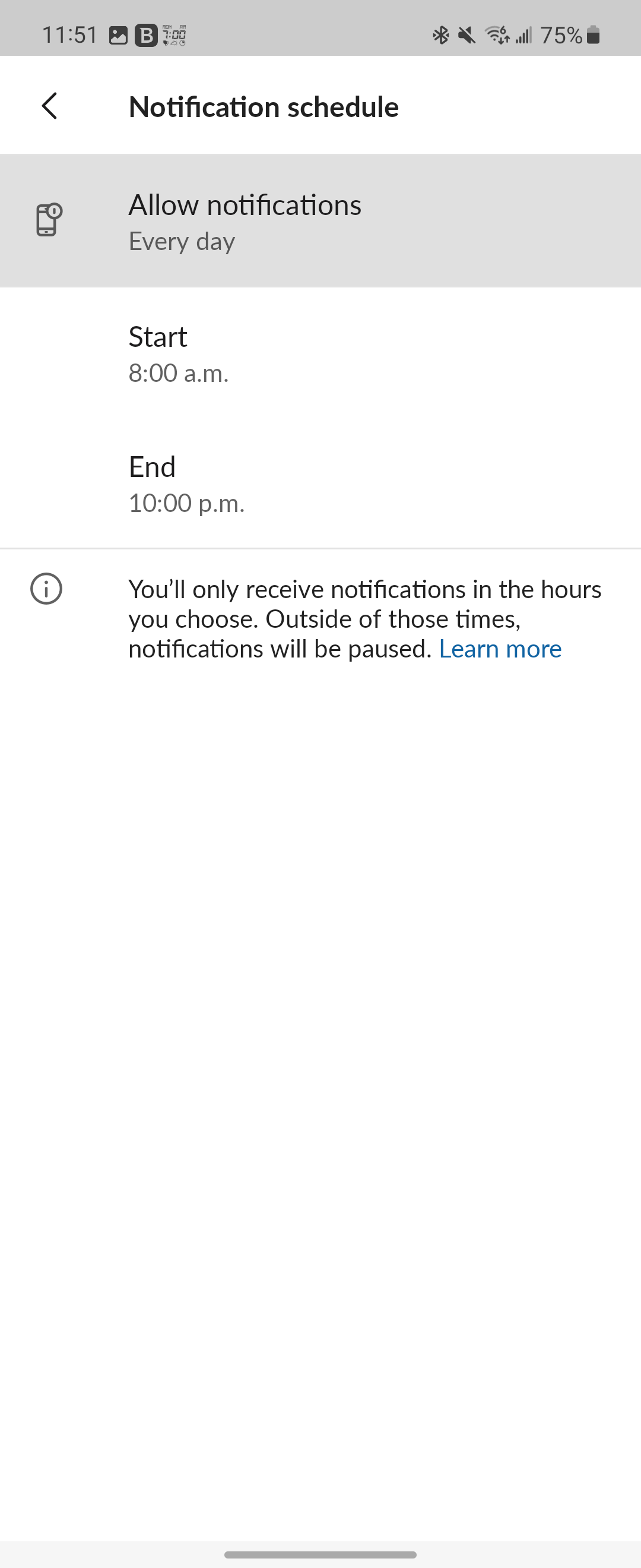 Slack notification schedule settings with Allow notifications highlighted