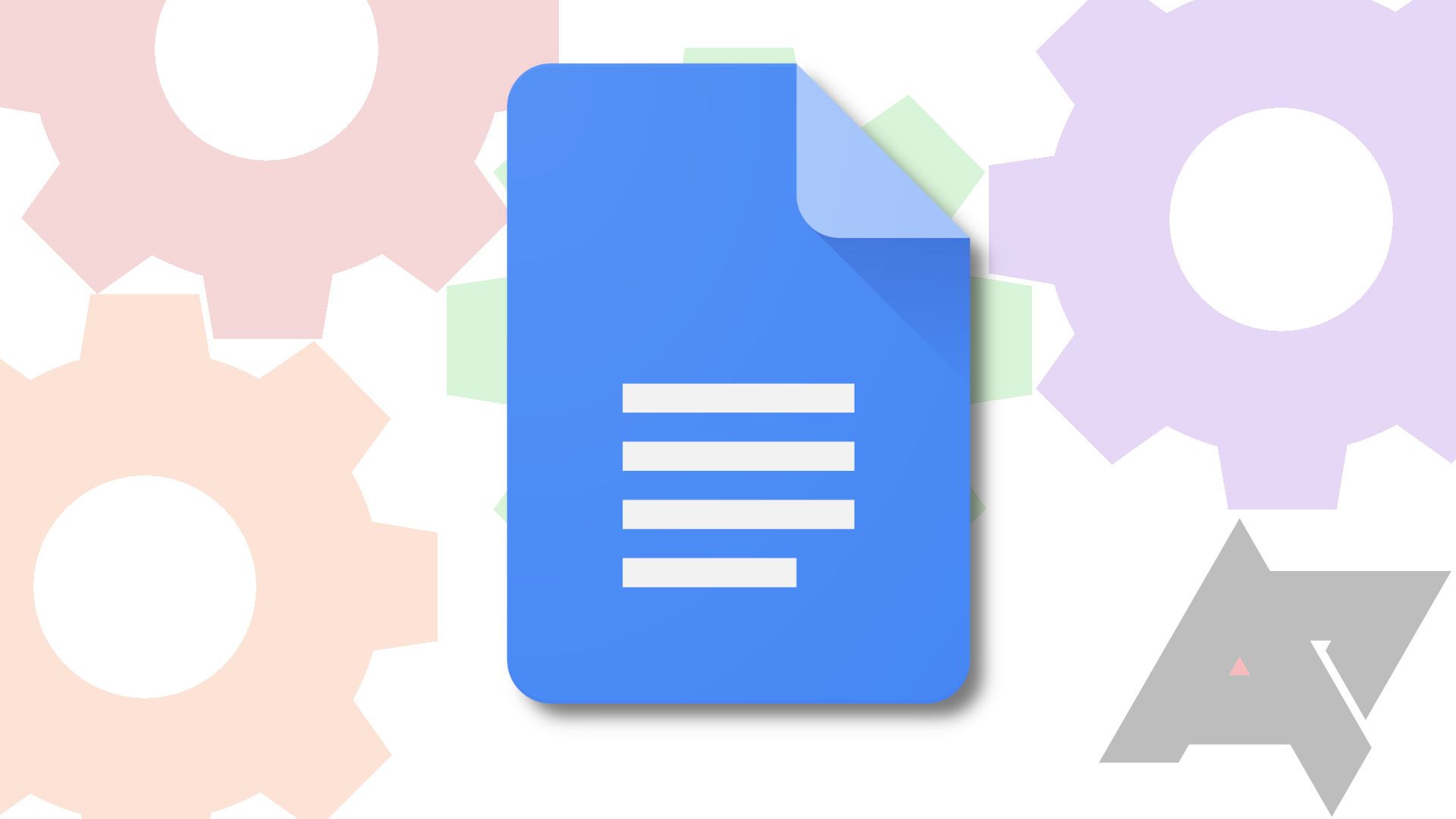 The Google Docs logo appears over colored gears suggesting advanced controls.