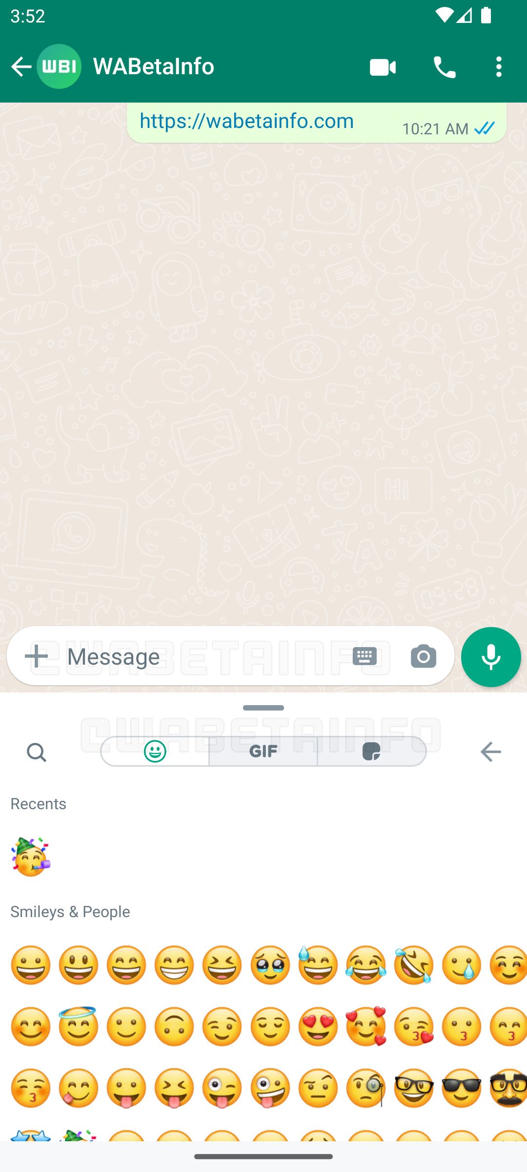 Atualização de teclado beta do WhatsApp