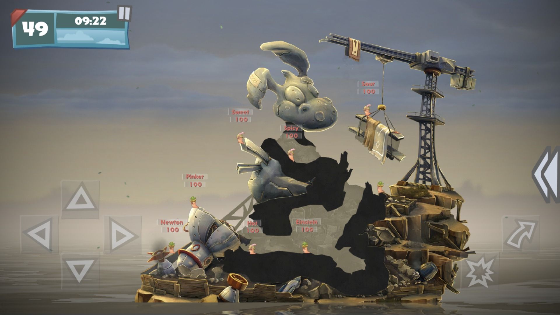 screenshot from worms wmd showing a game in progress