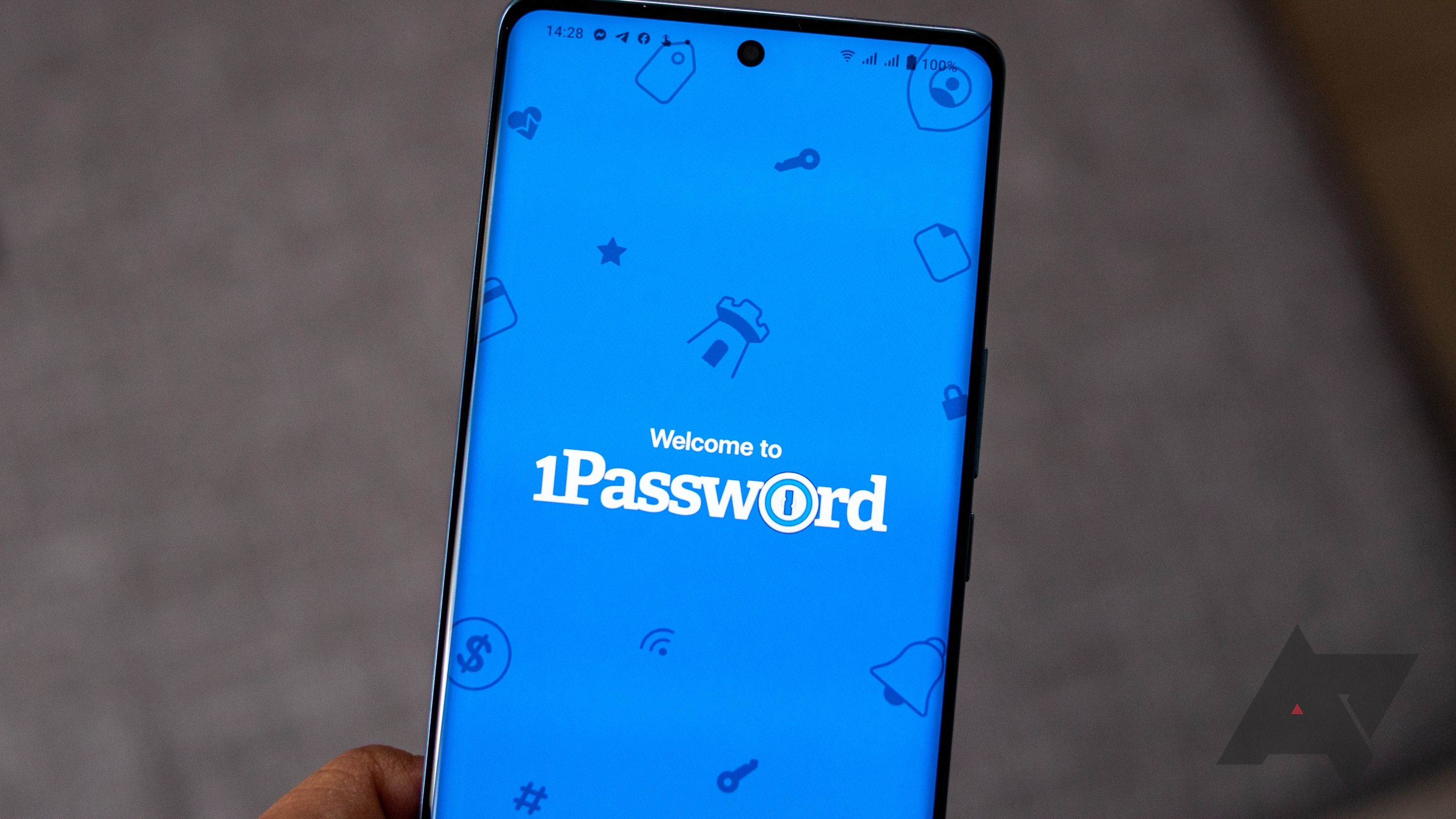 1Password logo on the welcome screen