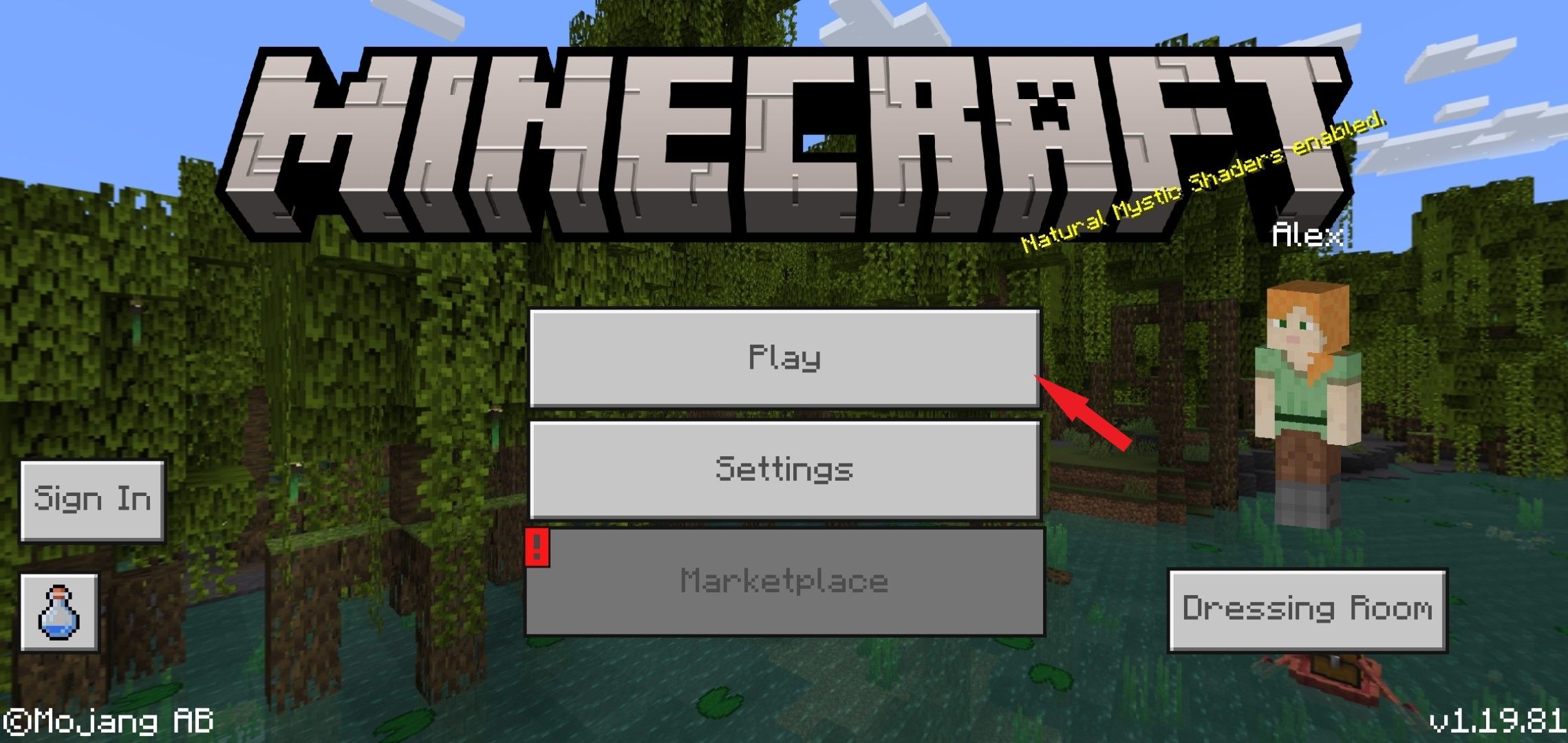 Captura de tela do menu do Minecraft