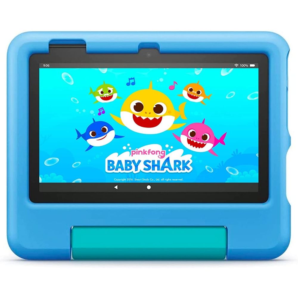 amazon fire 7 kids tablet with Baby Shark on display