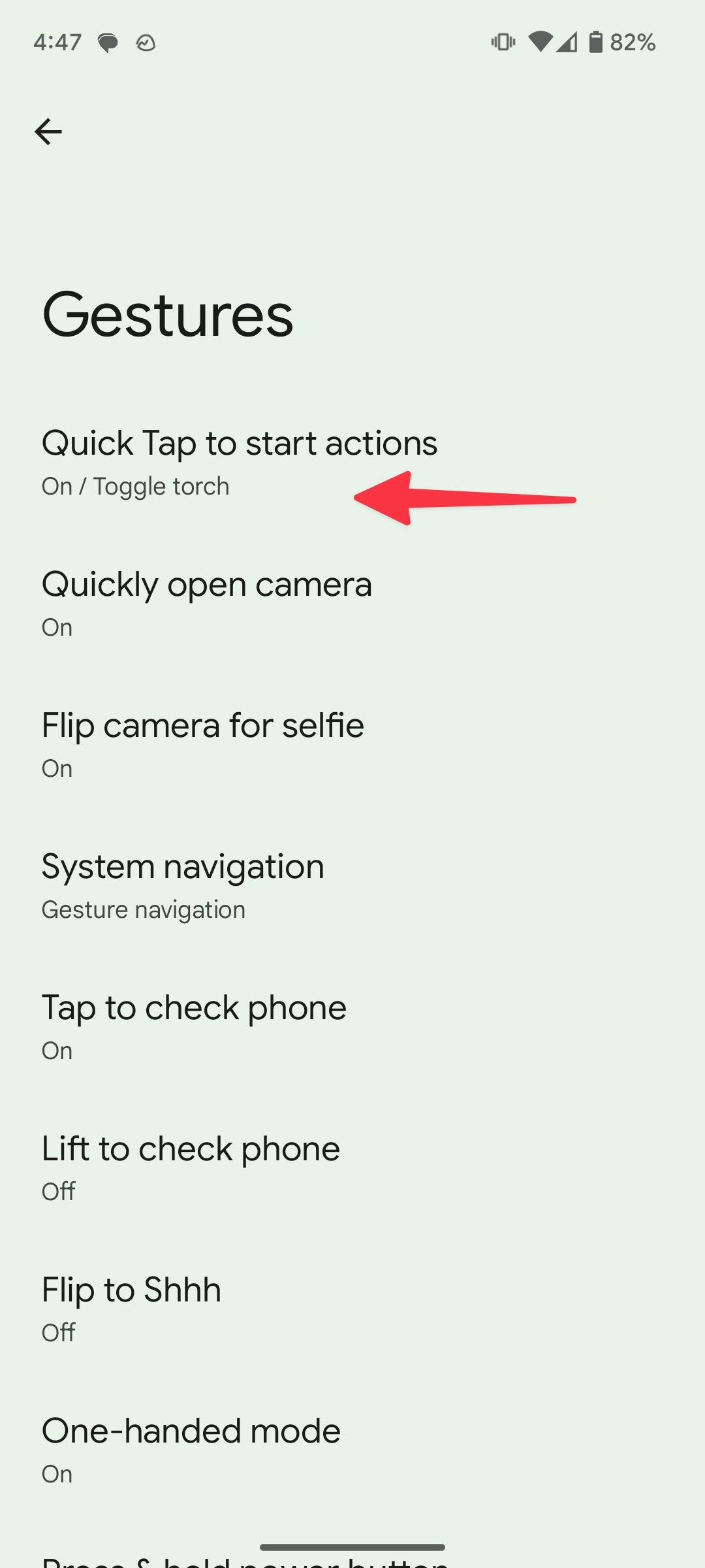 Quick tap gestures on Android