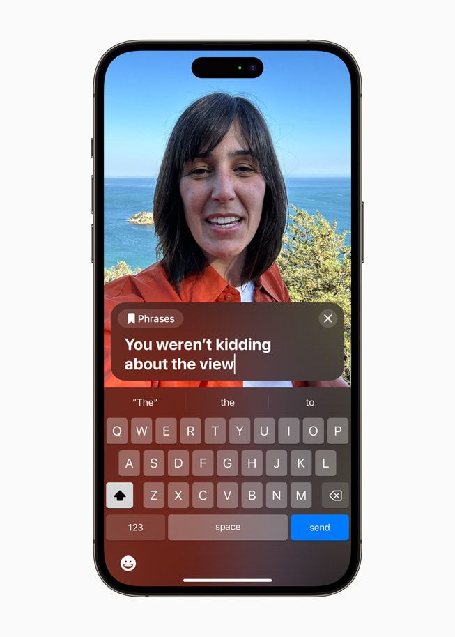 A iPhone using Live Speech during a Facetime call