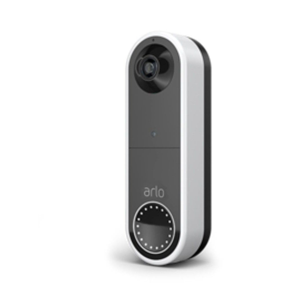 Grey and black Arlo smart doorbell camera