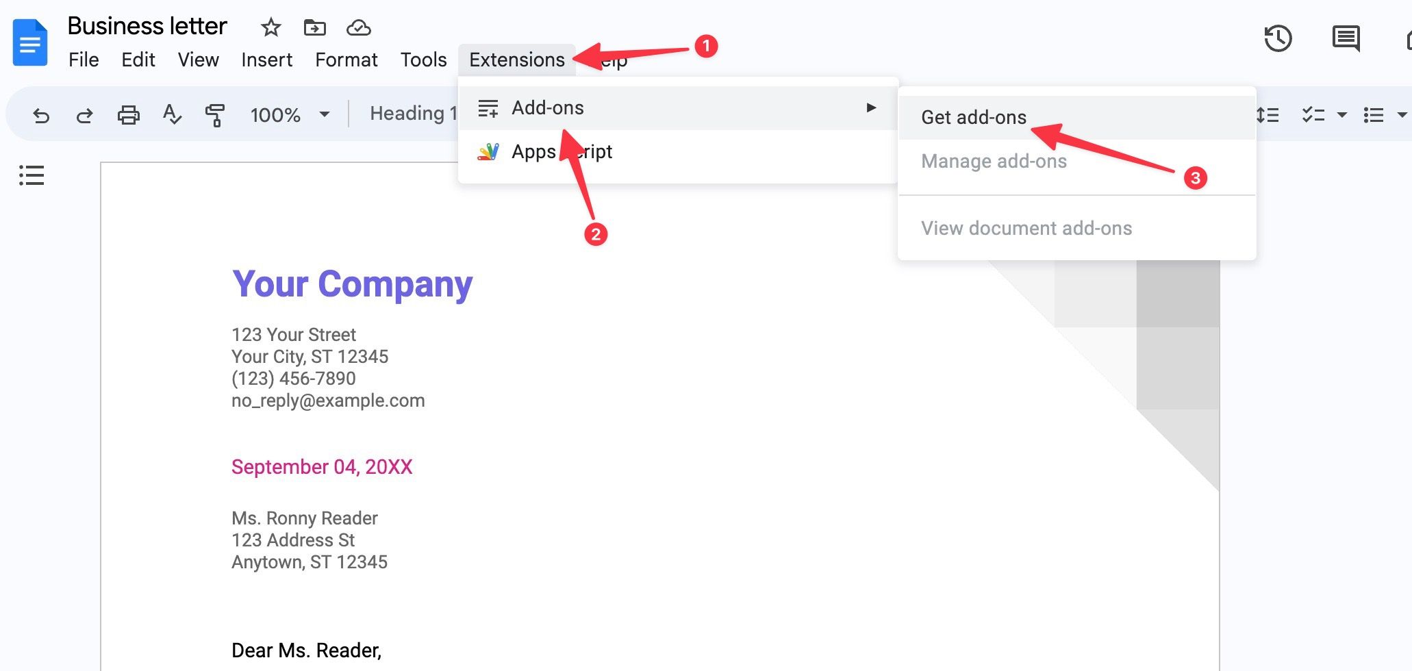 get add-ons in Google Docs
