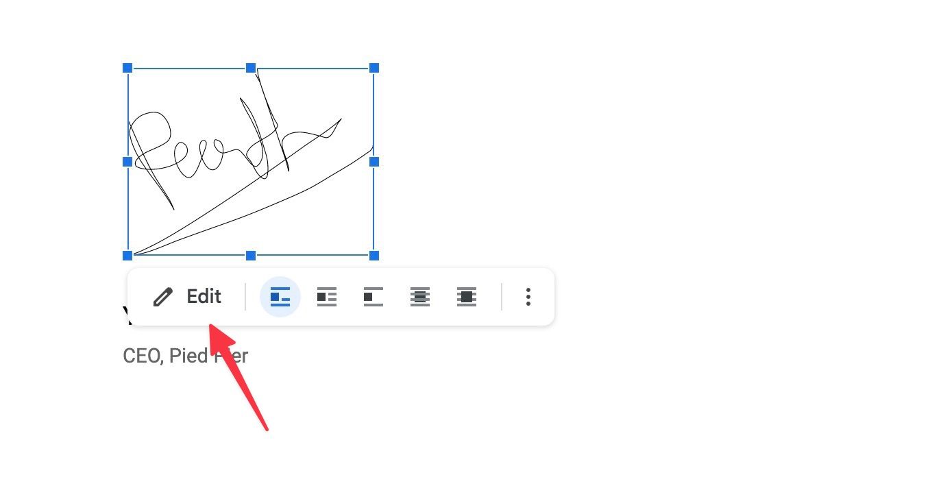 edit signature in Google Docs