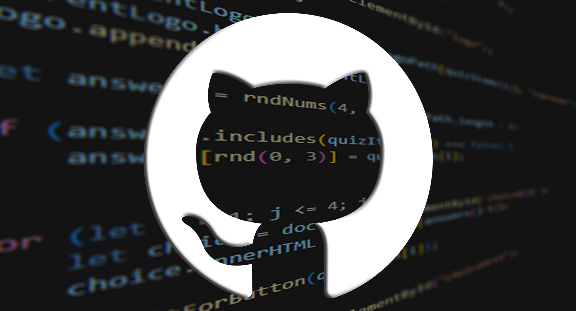 GitHub logo over image of JavaScript code
