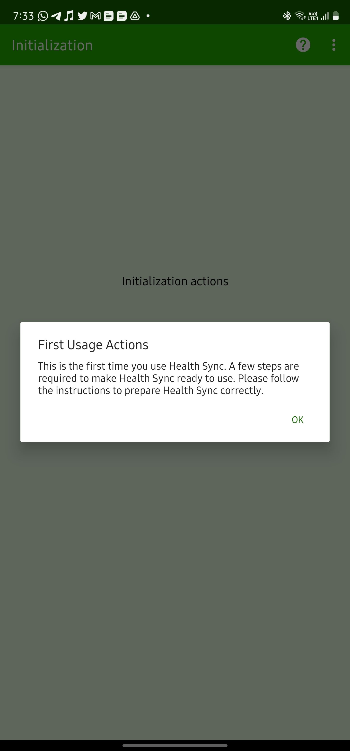 Health Sync first run permission