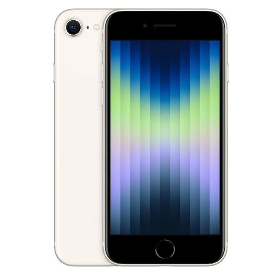 Render of the iPhone SE (2022) in Starlight colorway