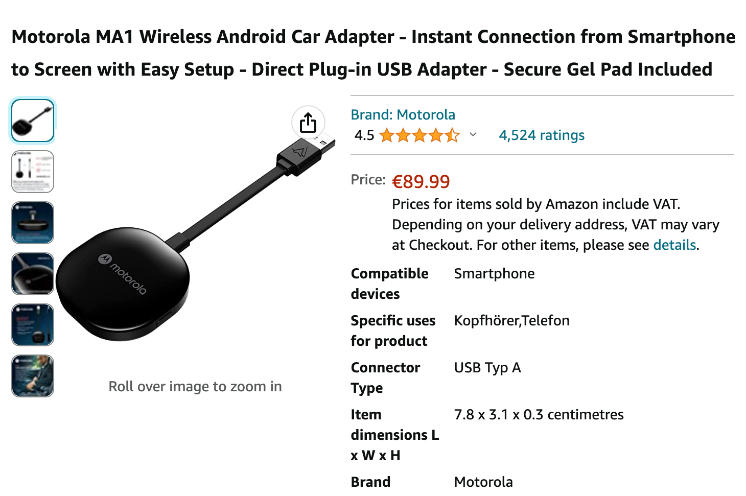 Motorola MA1 adapter brings wireless Android Auto to all cars - 9to5Google