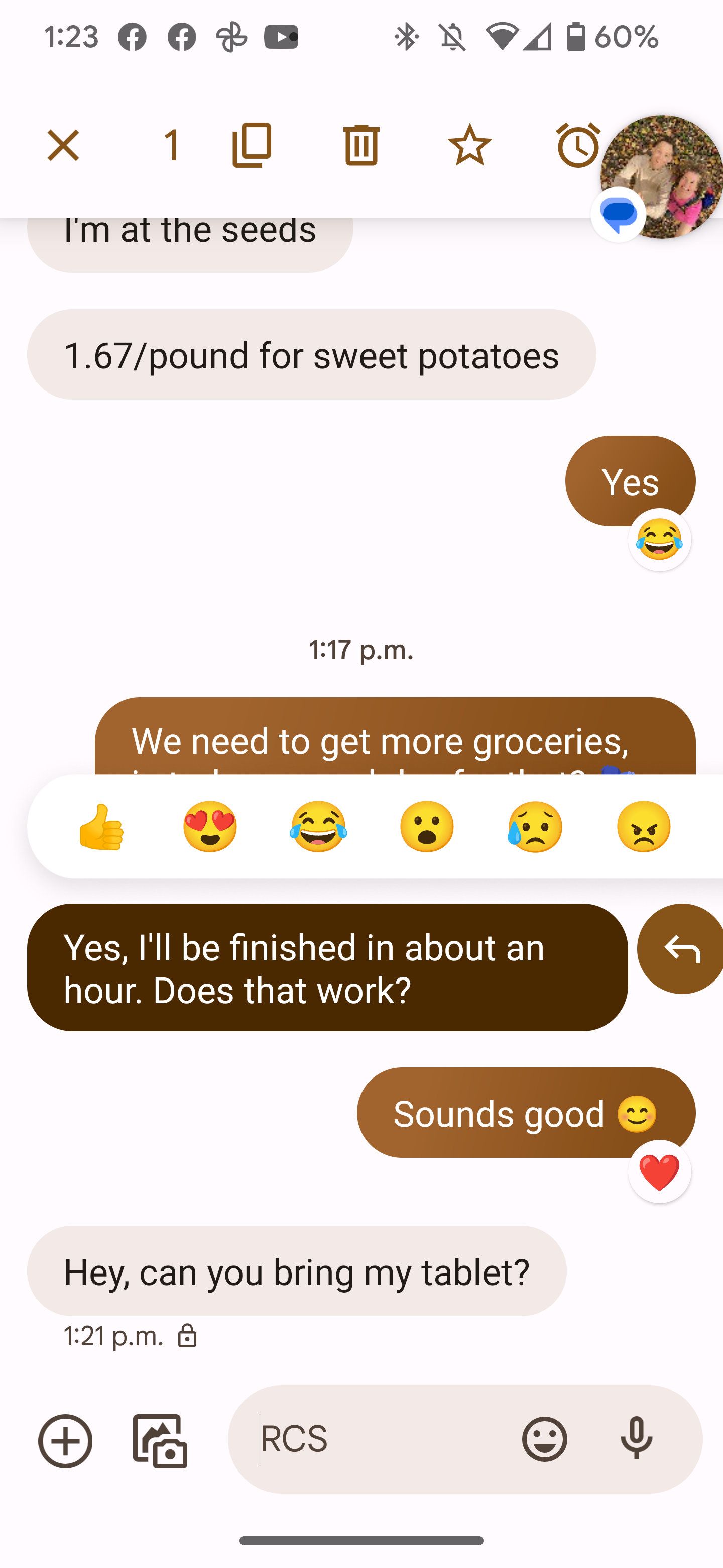 A screenshot of Google Messages in use, replying to a individual message.