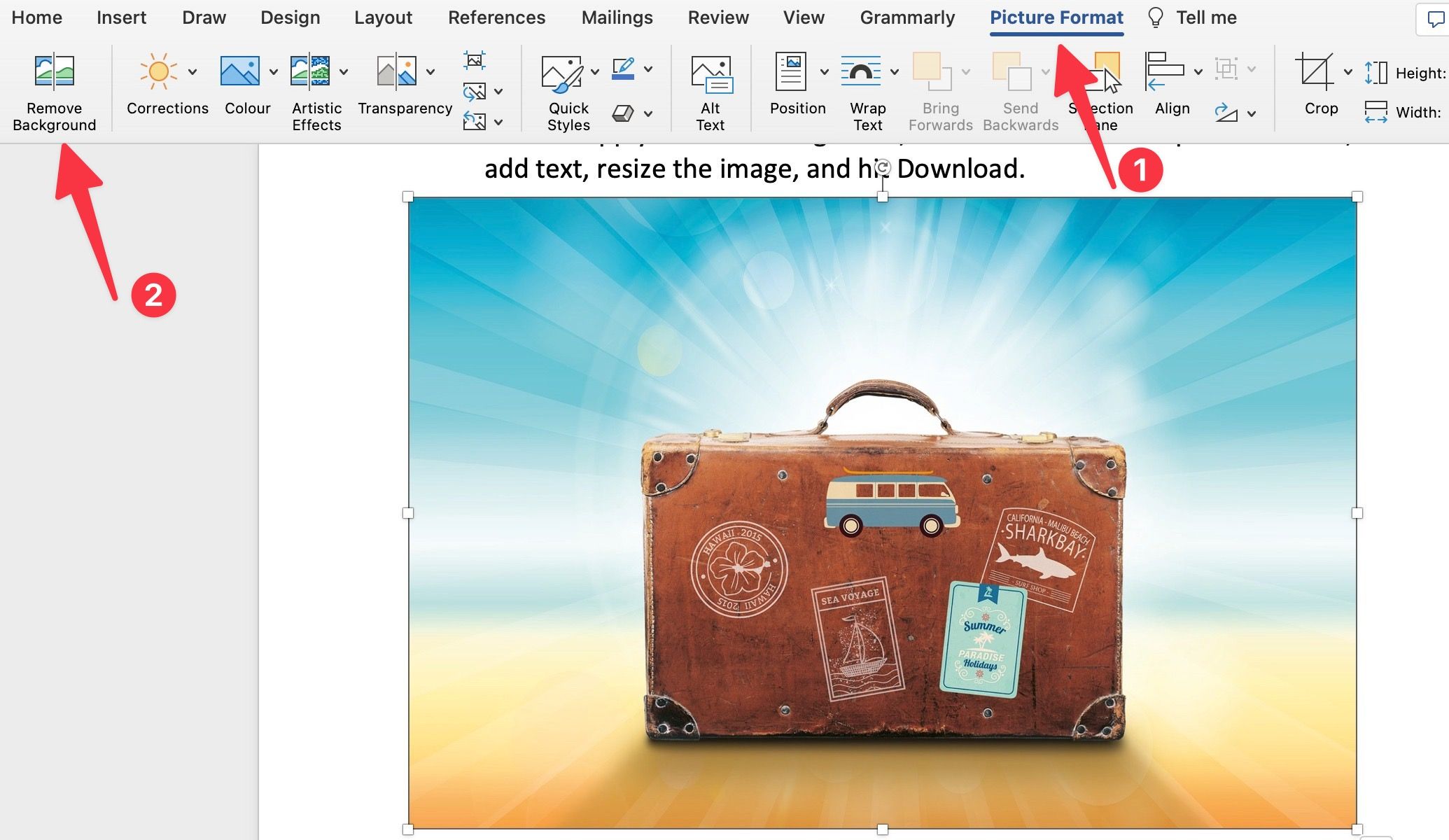 Picture format in microsoft word