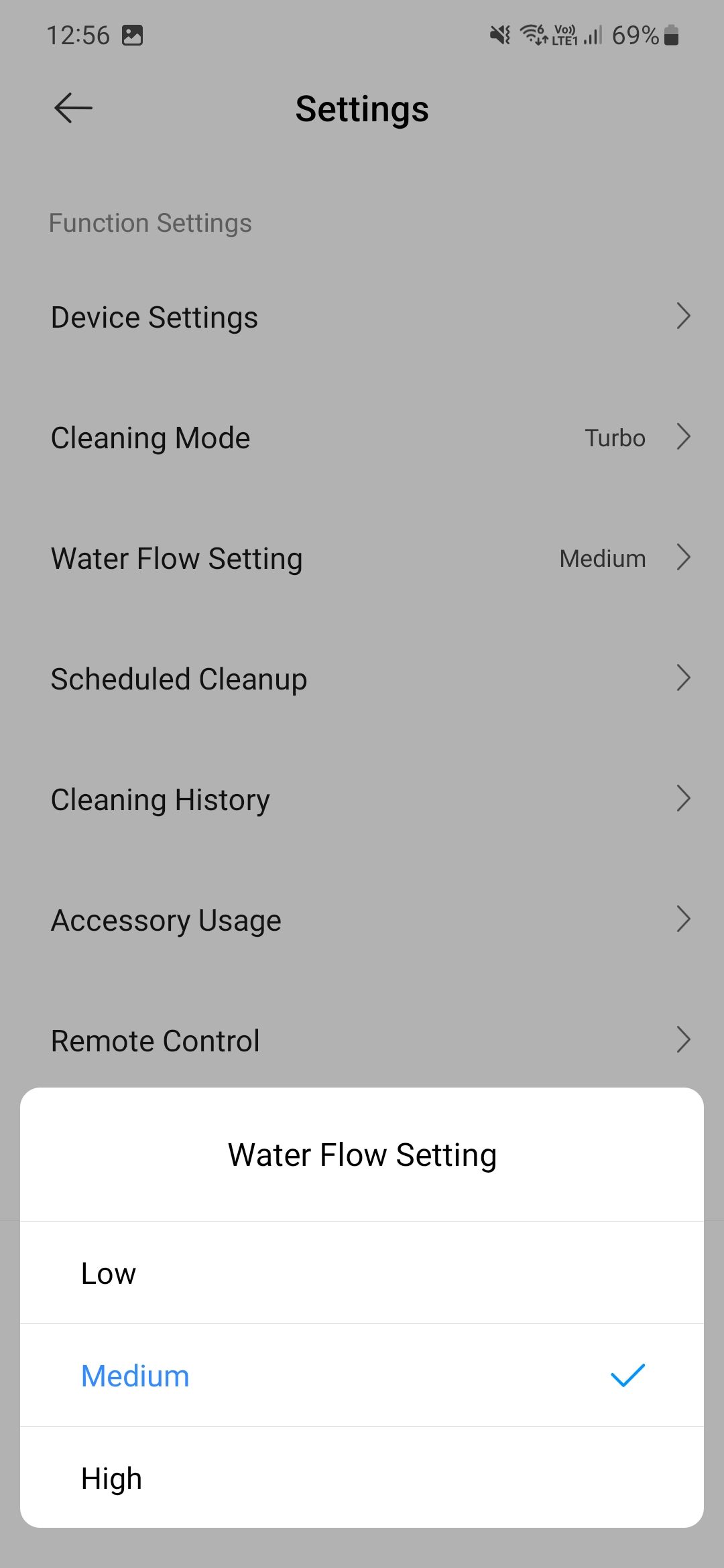 Screenshot of the Xiaomi Mi Home app showing the Dreame D9 Max controls