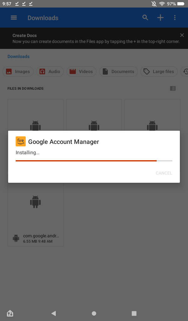 Google Account Manager installing on a Fire 7