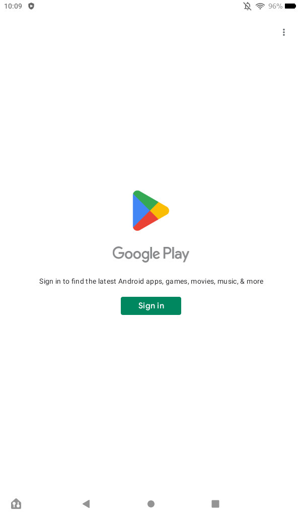 The Google Play Store splash screen on a Fire 7 tablet