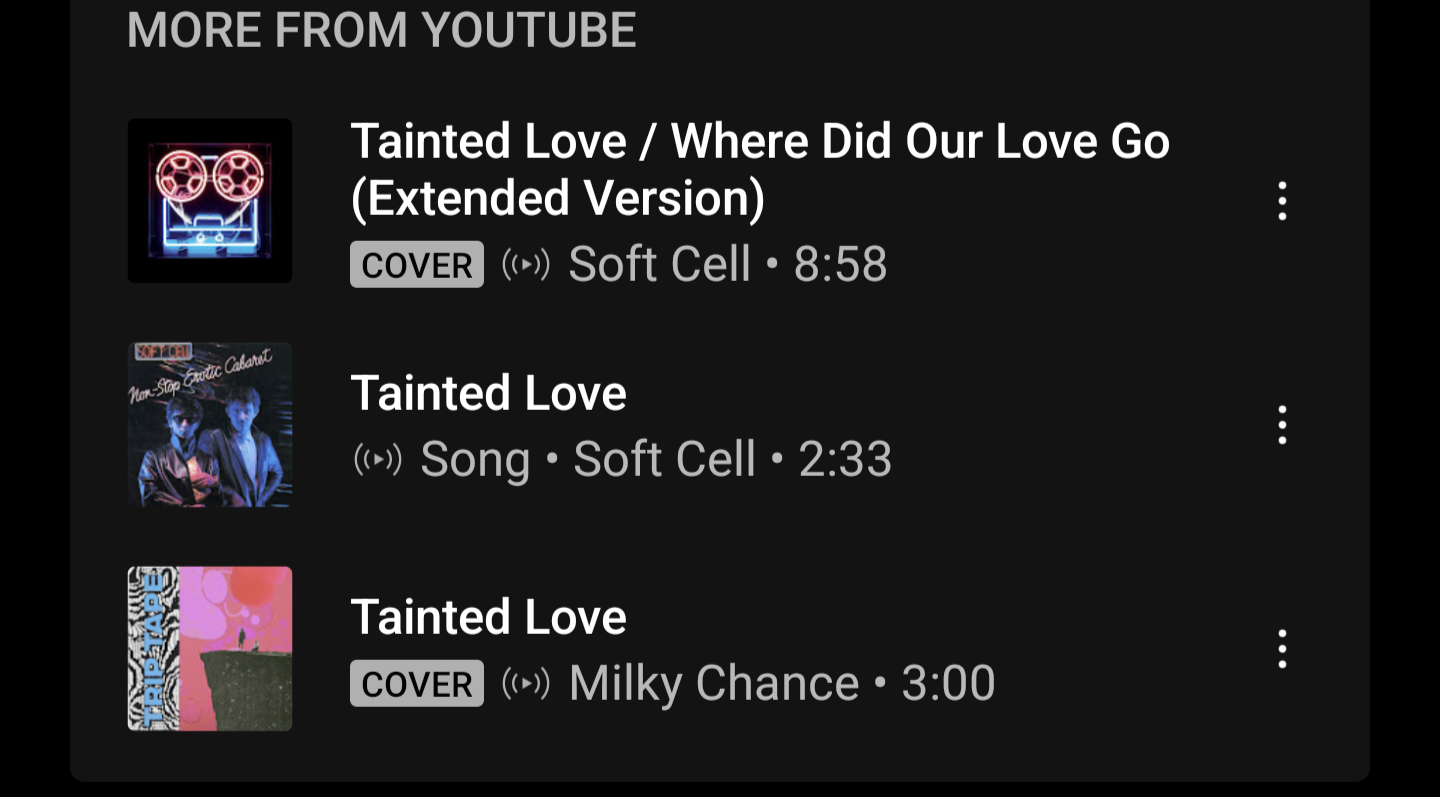 Capa do YouTube Music Tainted Love