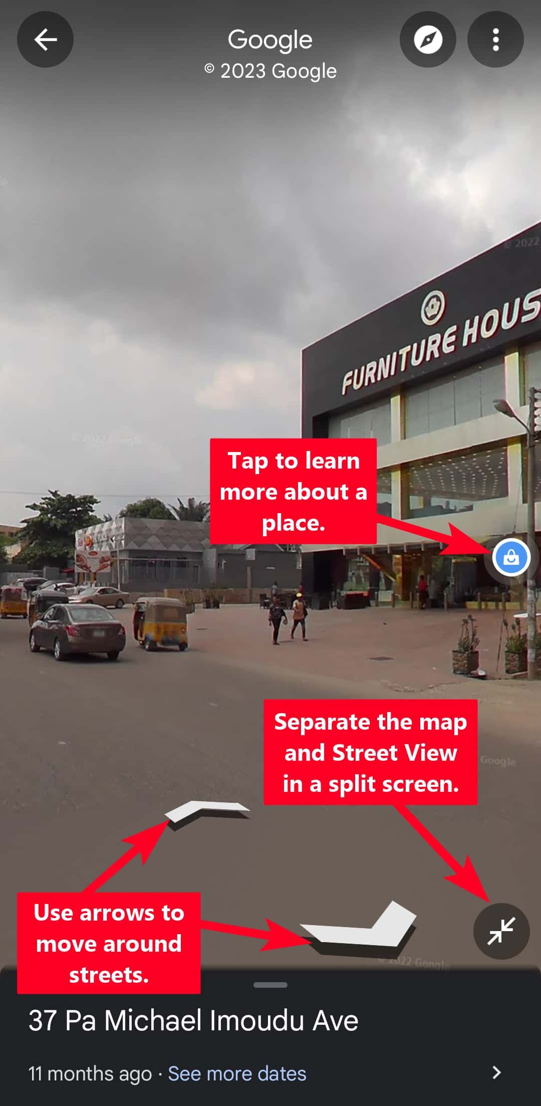 Street View in Google Maps mobile app