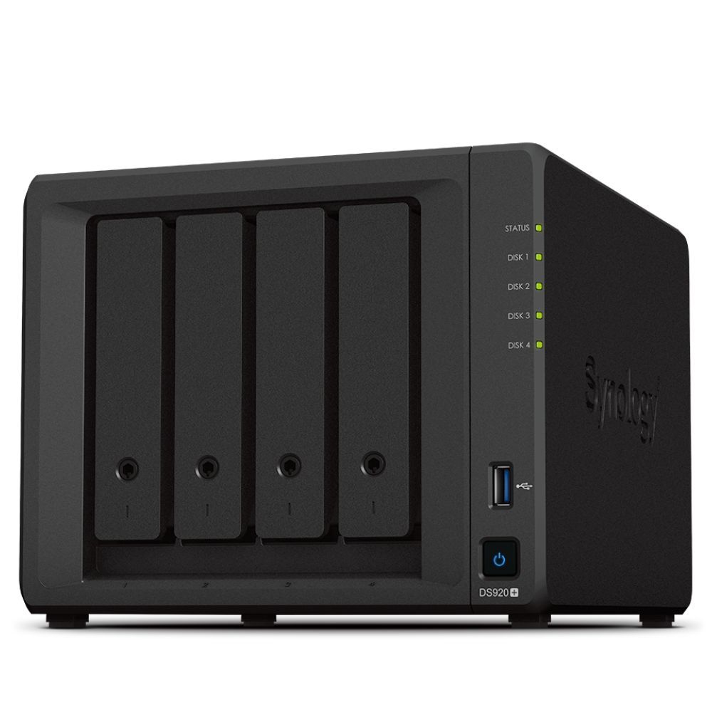 Synology DiskStation DS920 Plus on a white background