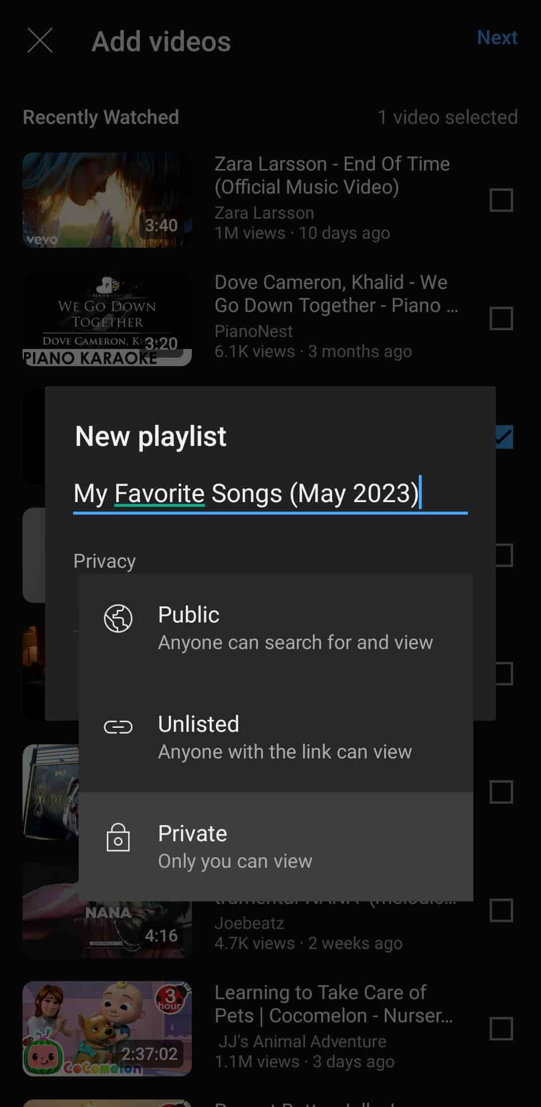 how to add youtube video to playlist mobile