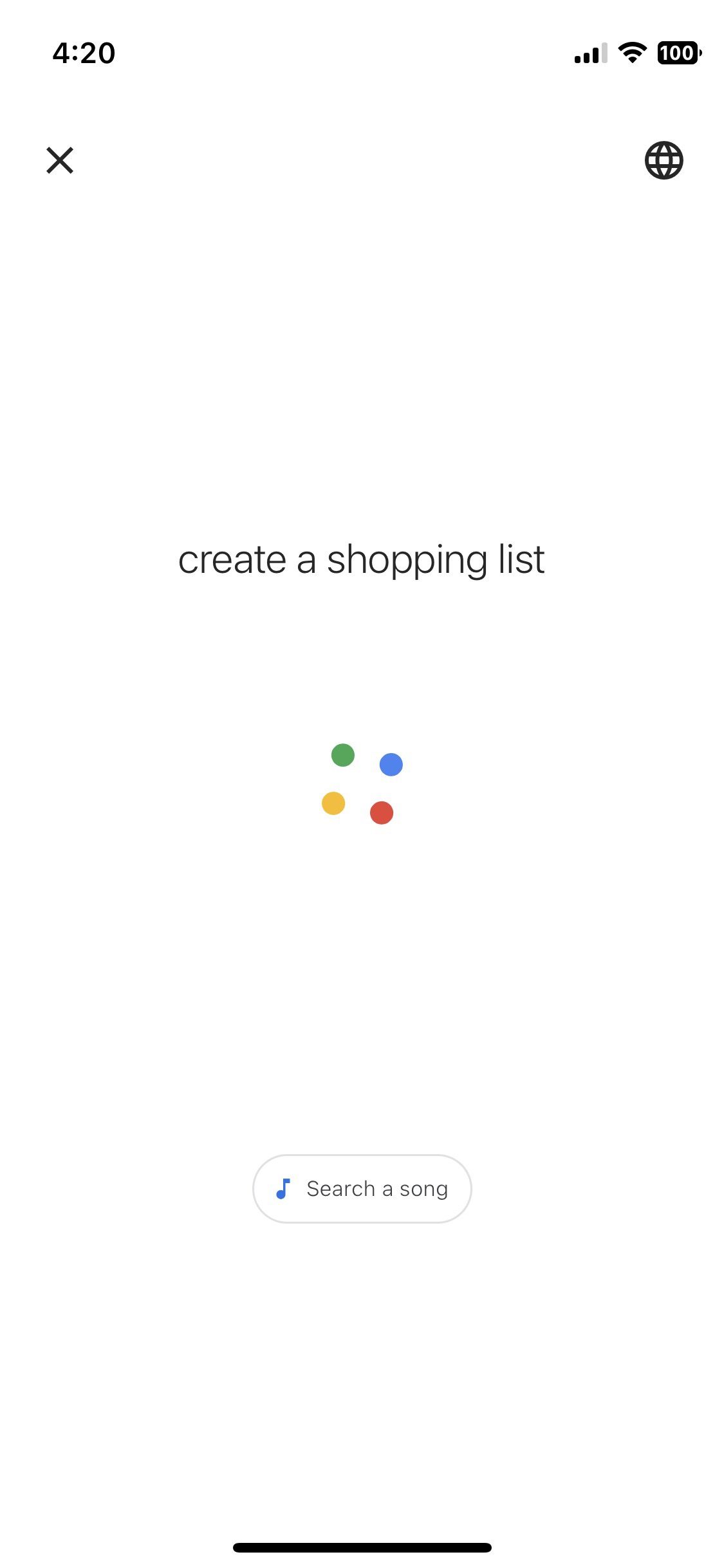 Screenshot showing using Google Assistant to create a shopping list