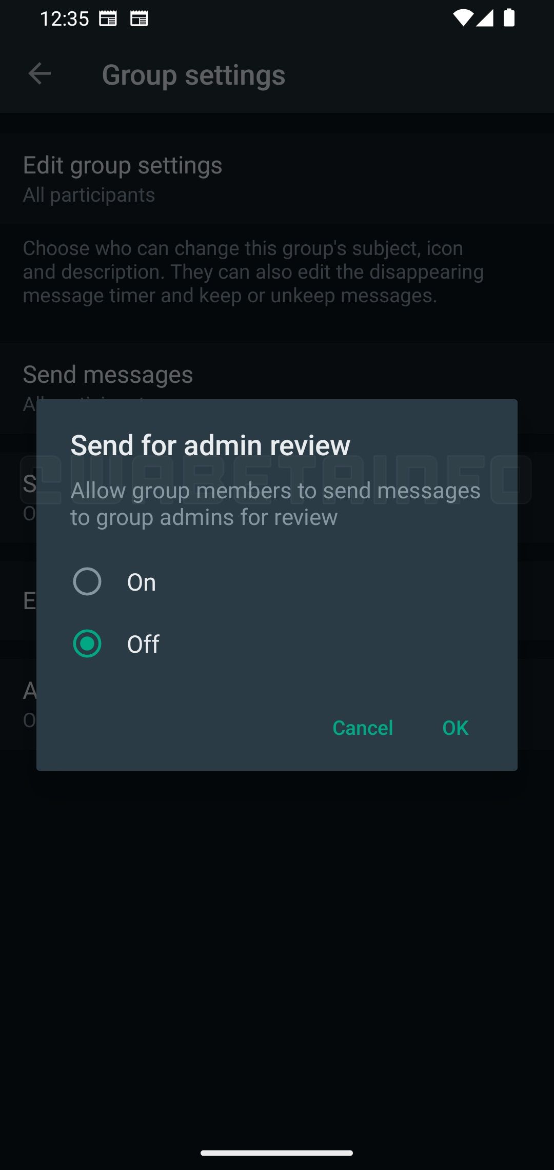 WhatsApp beta Admin Review
