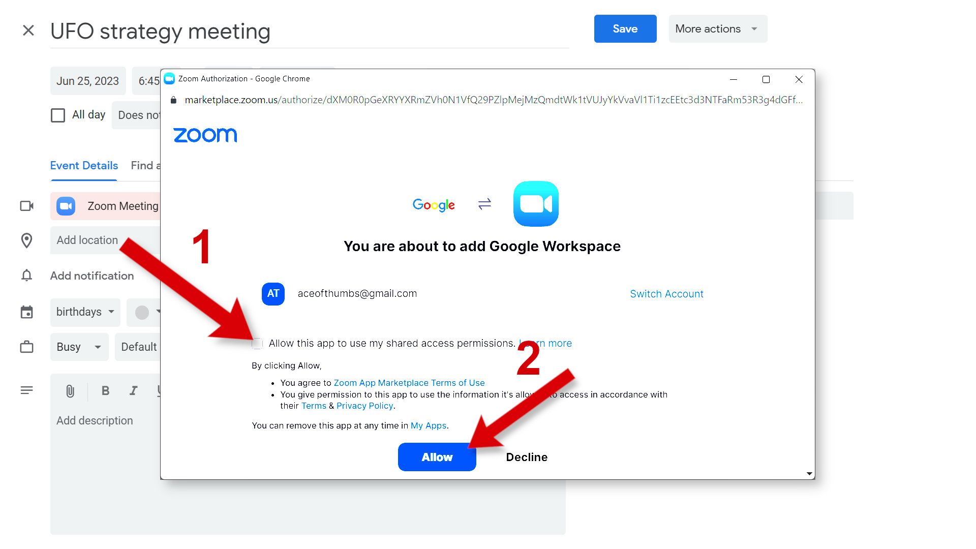Google Workspace: How to add a Zoom link to your Google Calendar